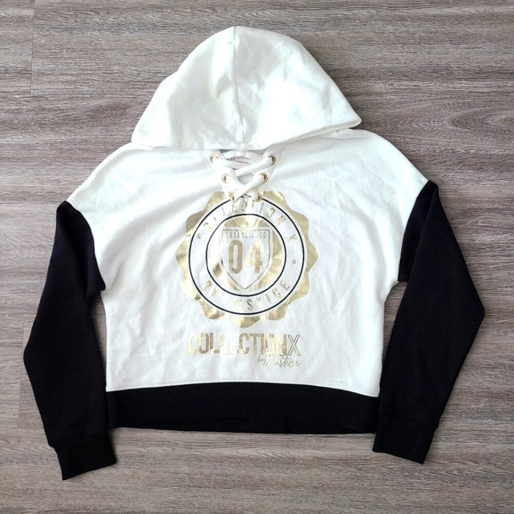 Justice crisscross neck color block hoodie Size 12